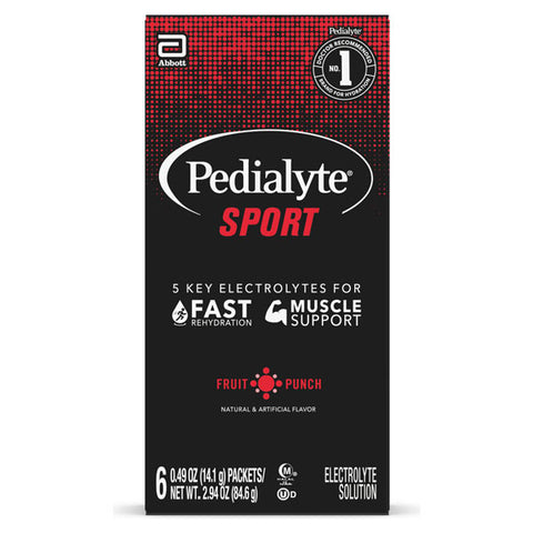 Pedialyte Sport Electrolyte Powder Fruit Punch Powder, 6 Count