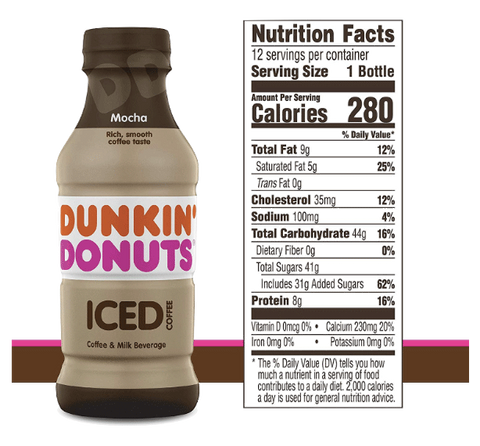 Dunkin' Donuts Iced Coffee, Mocha 13.7 fl - Water Butlers