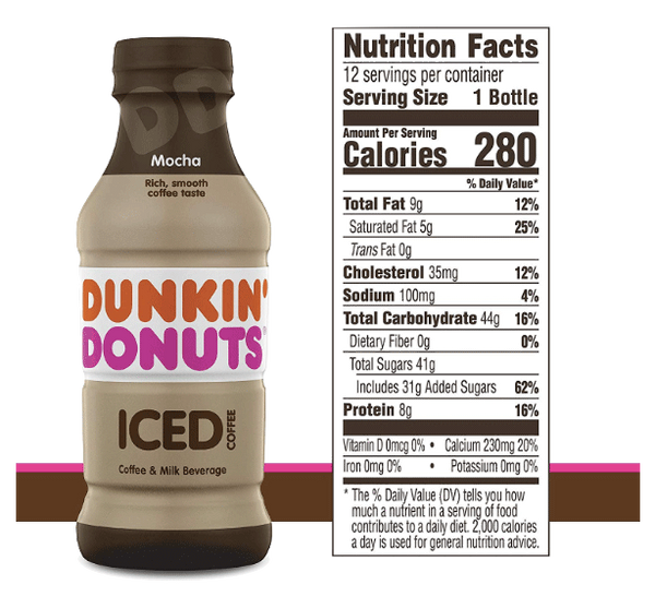 Dunkin' Donuts Iced Coffee, Mocha 13.7 fl - Water Butlers