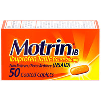 Motrin IB, Ibuprofen 200mg Tablets for Pain & Fever Relief, 50 Count