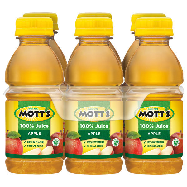 Mott's 100% Original Apple Juice, 8 fl oz bottles, 6 Count