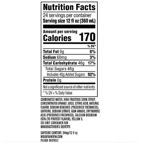 Mountain Dew 12fl oz, 24 Count - Water Butlers