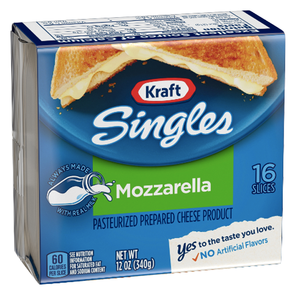Kraft Singles Mozzarella Cheese Slices, 16 Ct - Water Butlers
