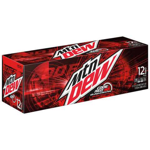 Mountain Dew Code Red Soda, 12 Fl Oz, 12 Count