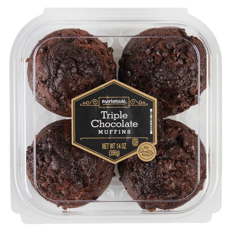 Marketside Triple Chocolate Muffins, 14 oz, 4 Count