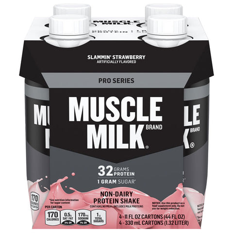 Muscle Milk Protein Shake, Strawberry, 11 fl oz, 4 Count