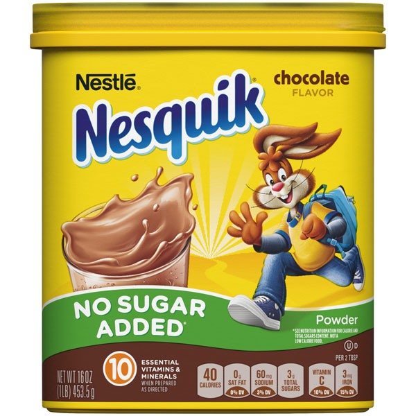 Nestle Nesquik No Sugar Added Chocolate Powder, 16 oz