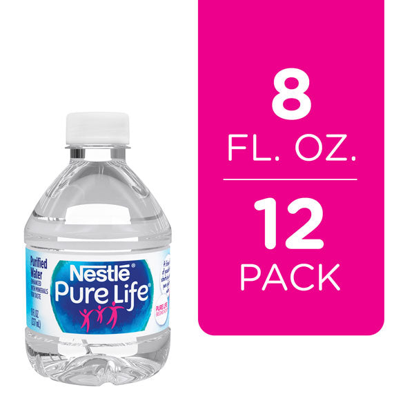 Nestle Pure Life Purified Water, Plastic Bottled Water, 8 fl oz., 12 Ct