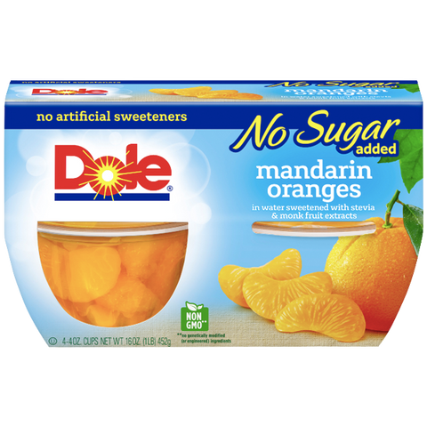 Dole Fruit Bowls, No Sugar Added Mandarin Oranges, 4 Cups - Water Butlers