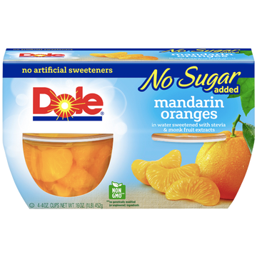 Dole Fruit Bowls, No Sugar Added Mandarin Oranges, 4 Cups