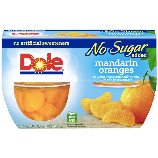 Dole Fruit Bowls, No Sugar Added Mandarin Oranges, 4 Cups - Water Butlers