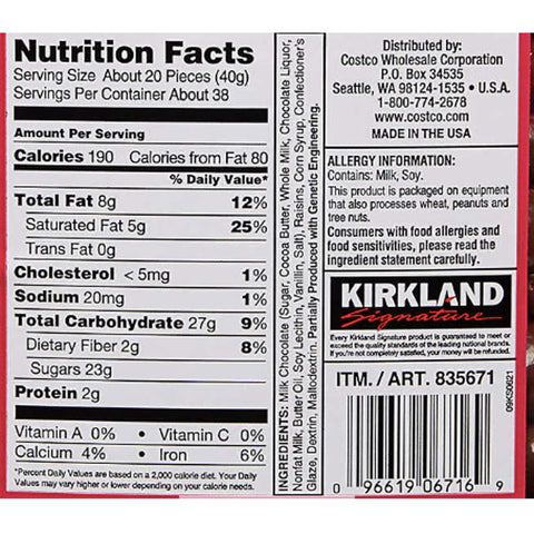 Kirkland Signature Raisins, Milk Chocolate, 3.4 lb