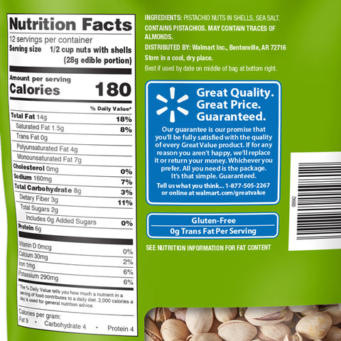 Great Value Roasted & Salted Pistachios, 24 oz