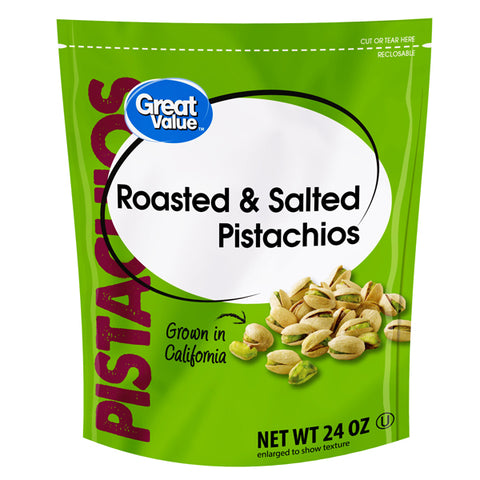 Great Value Roasted & Salted Pistachios, 24 oz