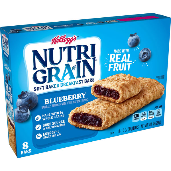 Kellogg's Nutri Grain, Soft Baked Breakfast Bar, Blueberry, 8 Ct