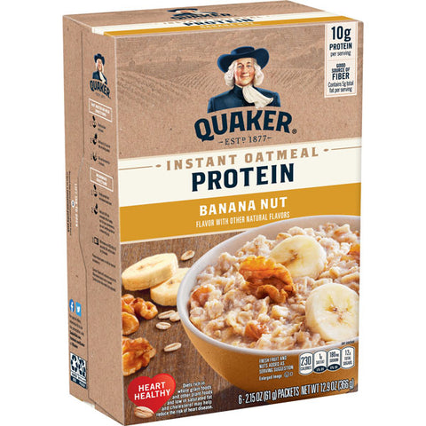 Quaker Protein Instant Oatmeal, Banana Nut, 6 Ct