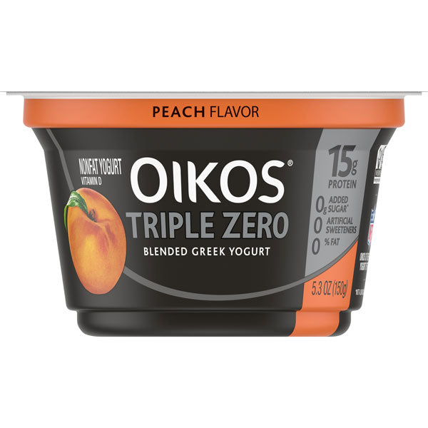 Dannon Oikos Triple Zero Peach Greek Yogurt, 5.3 Oz.