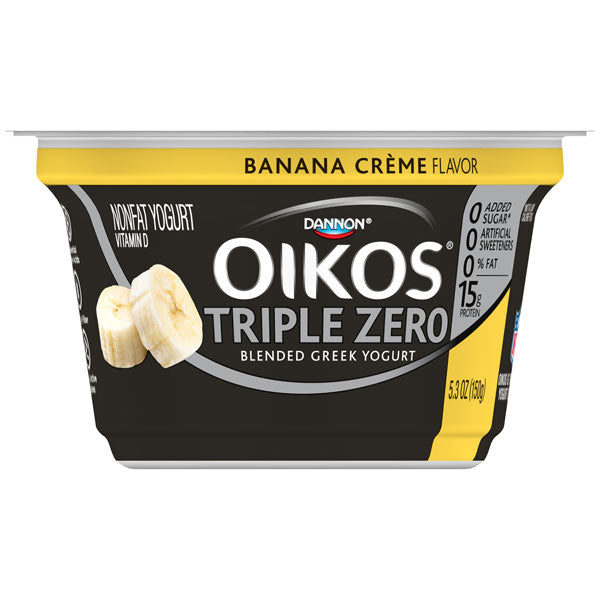 Dannon Oikos Triple Zero Blended Greek Yogurt Banana, 5.3 Oz.