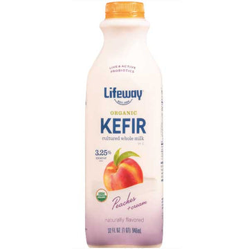 Lifeway Organic Kefir Peaches And Cream Cultured Whole Milk, 32 oz