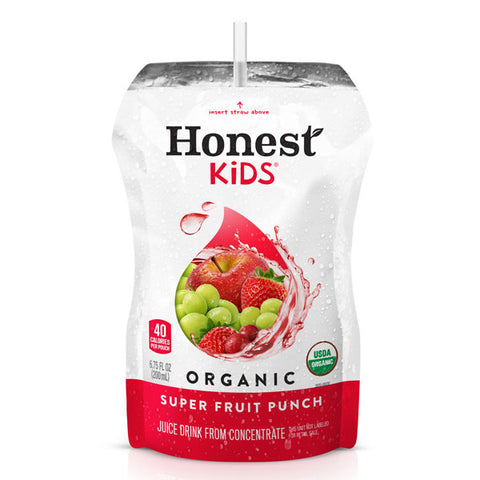 Honest Kids Pouch Super Fruit Punch Lemonade Organic Fruit Juice, 6.75 oz, 8 Count