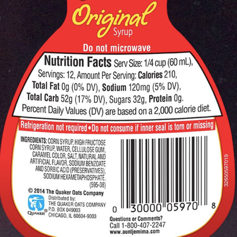 Aunt Jemima Original Syrup, 24 oz - Water Butlers