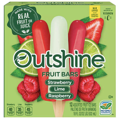 Outshine Strawberry, Lime & Wildberry Frozen Fruit Bars - 12 Ct - Water Butlers