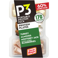 Oscar Mayer P3 Portable Protein Snack Pack & Protein Plate with Turkey, Almonds, Jack Cheese & Yogurt Covered Blueberries, 3.2 oz