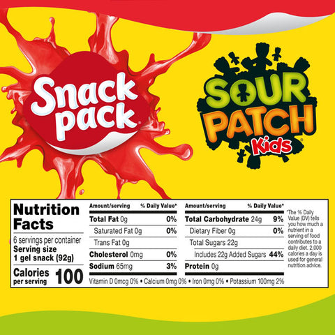 Snack Pack Sour Patch Kids Juicy Gels, Redberry, 6 Count