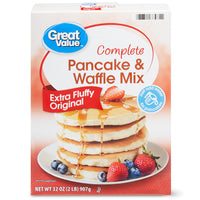 Great Value Complete Pancake & Waffle Mix, Extra Fluffy, Original, 32 oz.