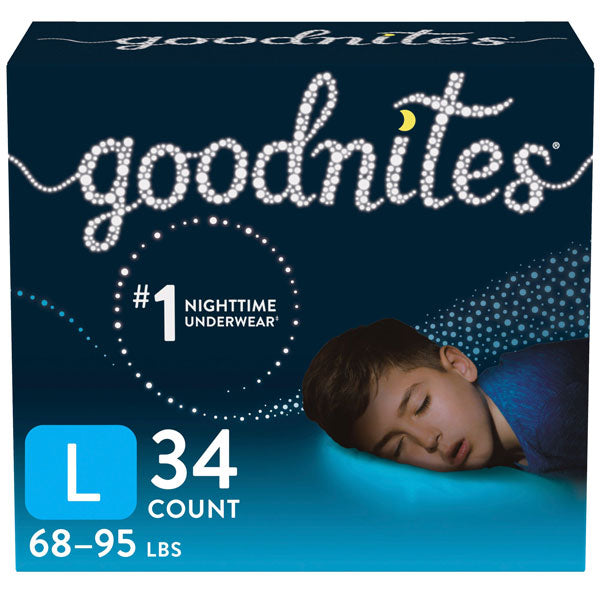 Goodnites Boys' Nighttime Bedwetting Underwear, L (68-95 lb.), 34 Count