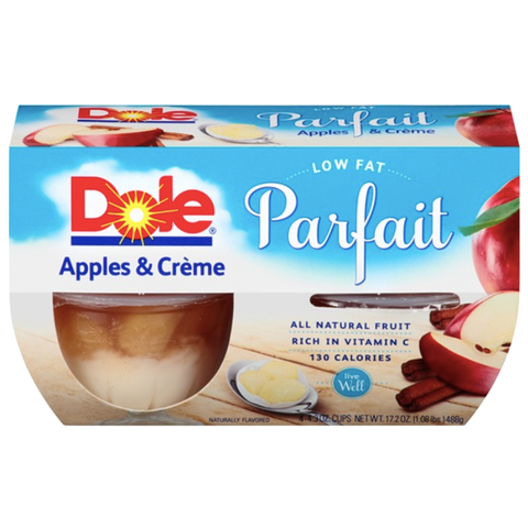 Dole Fruit Bowls, Parfait Apples & Creme, 4 Cups - Water Butlers