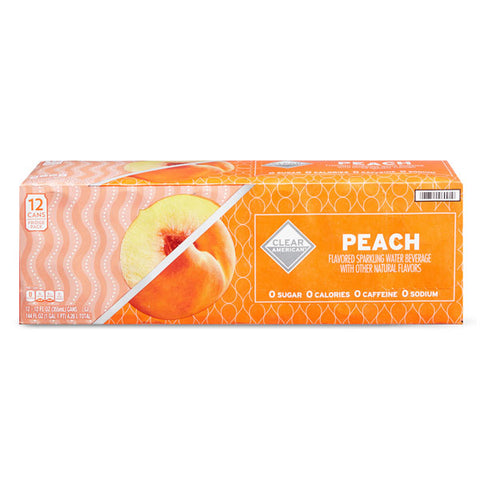 Clear American Sparkling Water, Peach, 12 fl oz, 12 Count