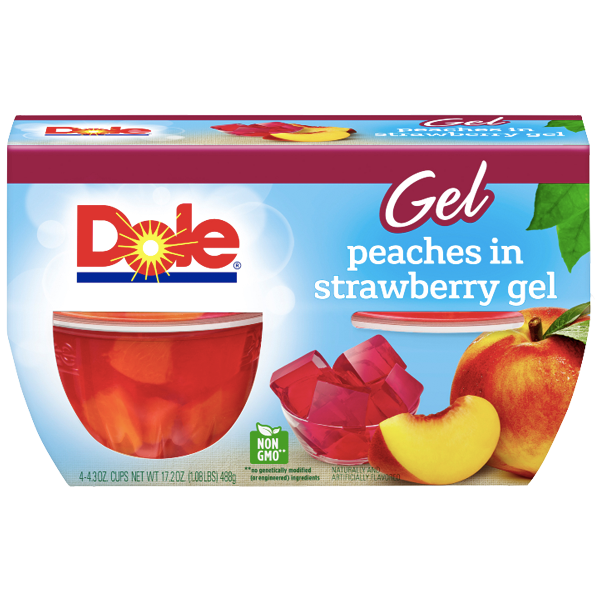 Dole Fruit Bowls, Peaches in Strawberry Gel, 4 Cups - Water Butlers