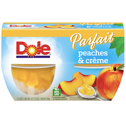 Dole Fruit Bowls, Parfait Peaches & Creme, 4 Cups - Water Butlers