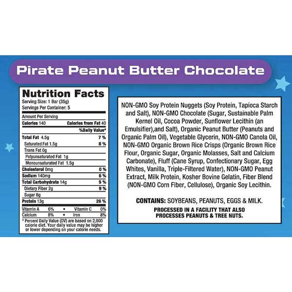 Luckybar Paw Patrol Pirate Peanut Butter Protein Bars, 5 Count - Water Butlers
