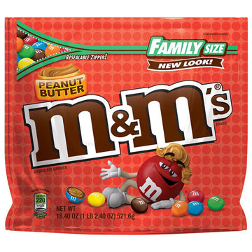 M&Ms Peanut Butter Chocolate Candy, Family Size 17.2 oz.