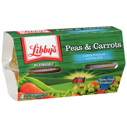 Libby's microwavable vegetables, Peas & Carrots, 4Ct - Water Butlers