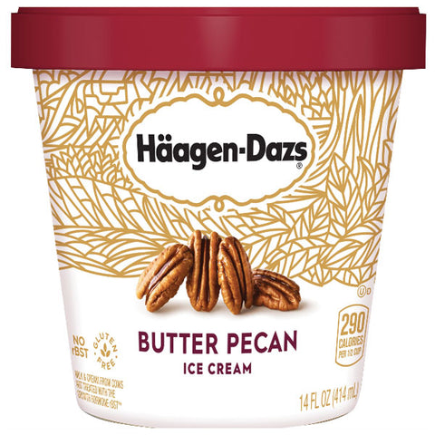 Haagen Dazs Butter Pecan Ice Cream, Gluten Free, Kosher, 14oz