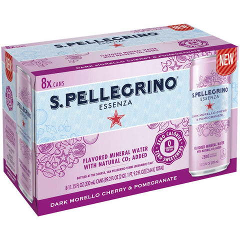 S. Pellegrino Dark Morello Cherry & Pomegranate Sparkling Mineral Water, 11.15 oz. Cans, 8 Count