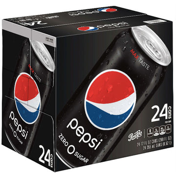Pepsi 0 Zero Soda 12 fl oz, 24 Pack