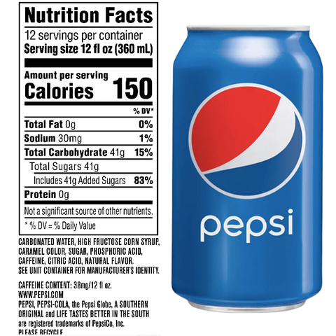 Pepsi Regular 12 fl oz, 24 Pack - Water Butlers