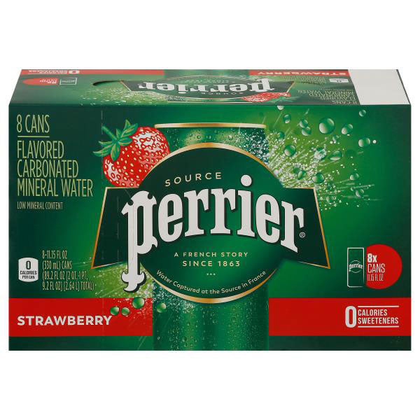 Perrier Strawberry Sparkling Water, 11.15 fl oz, 8 Ct