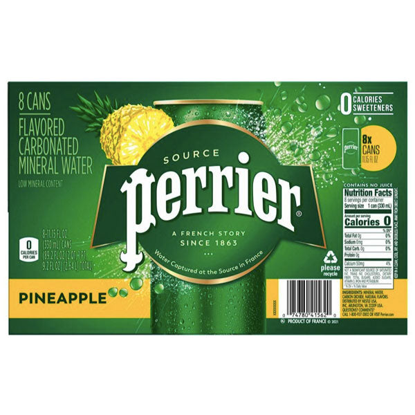 Perrier Pineapple Sparkling Water, 11.15 fl oz, 8 Ct