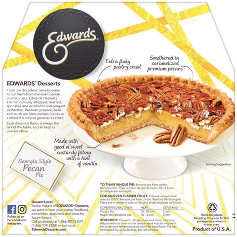 Edwards Georgia Style Frozen Pecan Pie Dessert, 32 oz