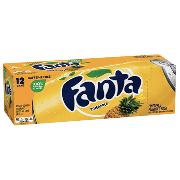 Fanta Cans Pineapple Soda 12 fl oz, 12 Ct