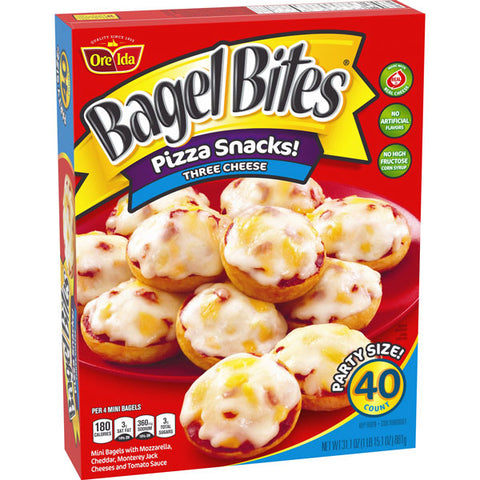 Bagel Bites Three Cheese Mini Pizza Bagel Frozen Snacks, 40 Count