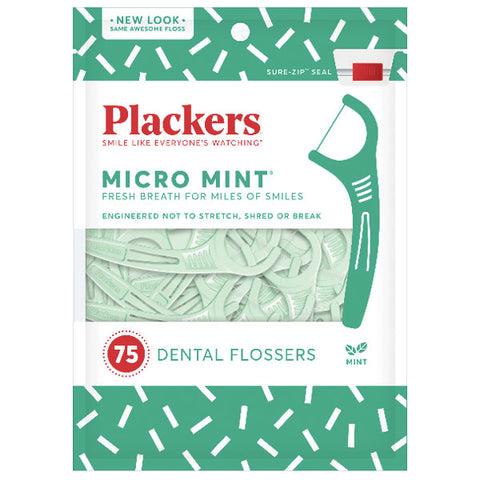 Plackers Micro Mint Dental Flossers, 75 ct - Water Butlers