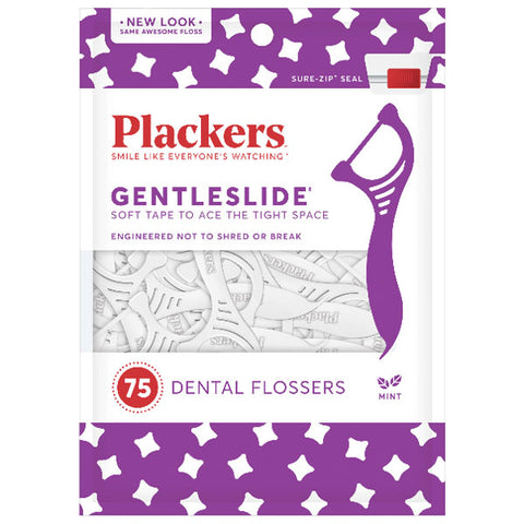 Plackers Gentleslide Dental Floss Picks, 75 Count