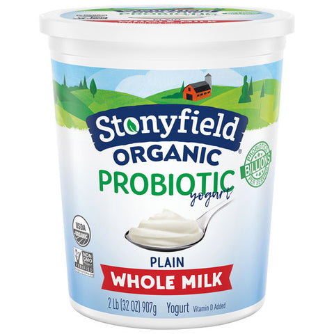 Stonyfield Organic Plain Whole Milk Probiotic Yogurt, 32 oz.