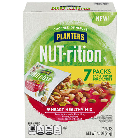 Planters NUT-rition Heart Healthy Mix with Peanuts, Almonds, Pistachios, Pecans, Walnuts & Sea Salt, 7 Ct